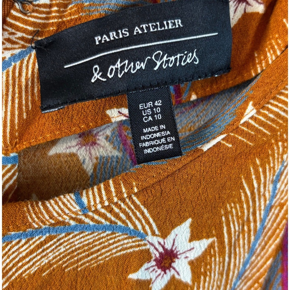 & Other Stories Paris Atelier Floral Long Sleeve Mini Dress US‎ 10 - Picture 3 of 11